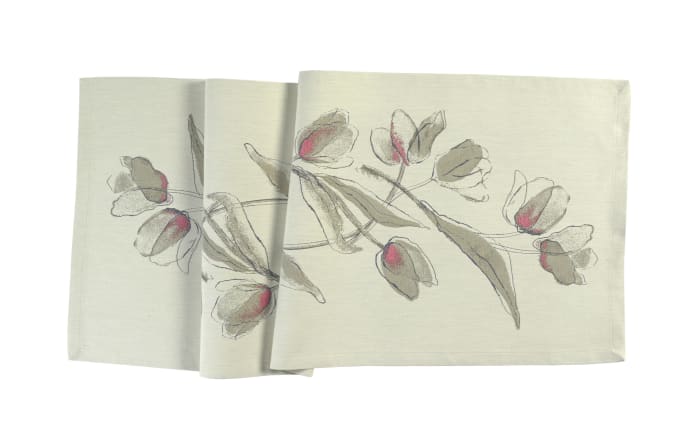 Tischläufer Pia, weiß mit Blumenmuster, 50 x 140 cm-02