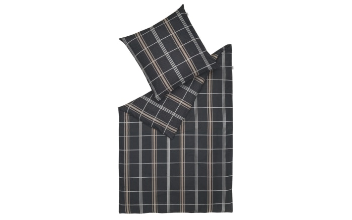 Bettwäsche Check, schwarz/grau, 155 x 220 cm-01