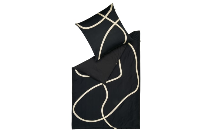Bettwäsche-Set Artsy, schwarz/greige, 135 x 200 cm-01