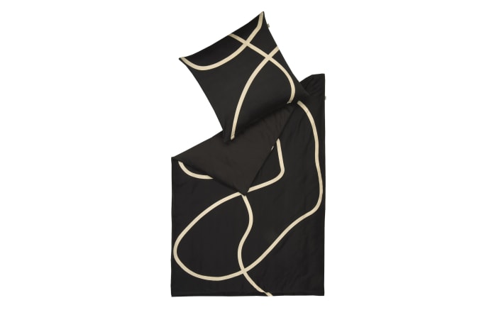Bettwäsche Artsy, schwarz/greige, 155 x 220 cm-01