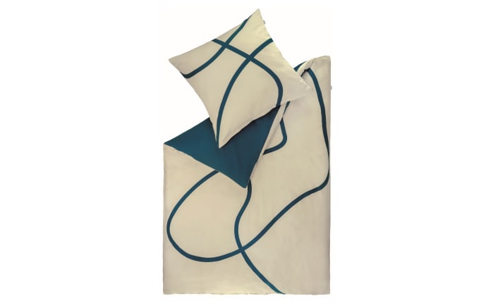 Bettwäsche Artsy, greige/petrol, 155 x 220 cm-01