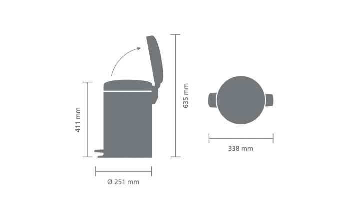 Treteimer Newicon, confident grey, 12 L-05
