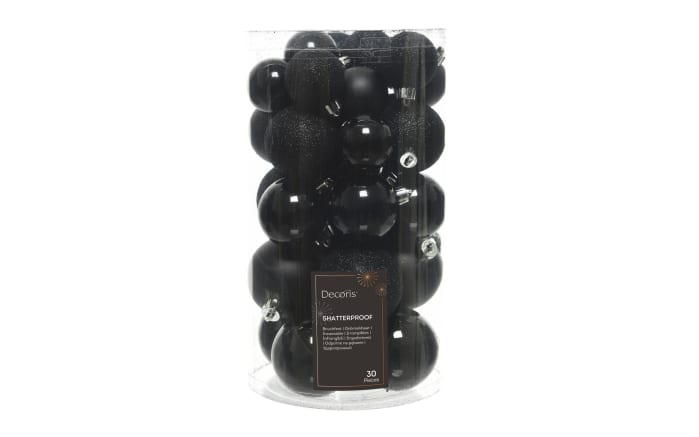 Weihnachtskugel-Set, schwarz, 6 cm-01
