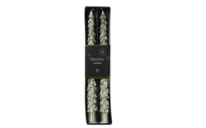 Spitzkerze, grün, 2er Set, 25 cm-01