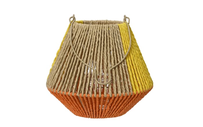 Laterne, Jute, gelb/orange/beige, 21 cm