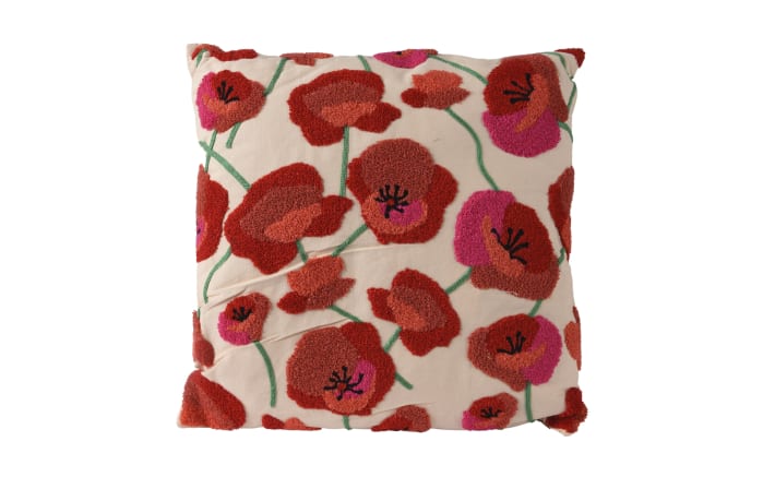 Kissen Mohnblumen, rot/weiß, 43 x 43 cm