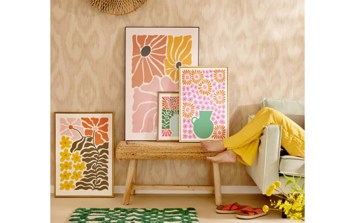 Gemälde, pink/gelb/orange, 60 x 90 x 2,5 cm-02