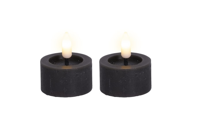 2er-Set LED-Teelicht Lumineo, grau, 4,4 cm