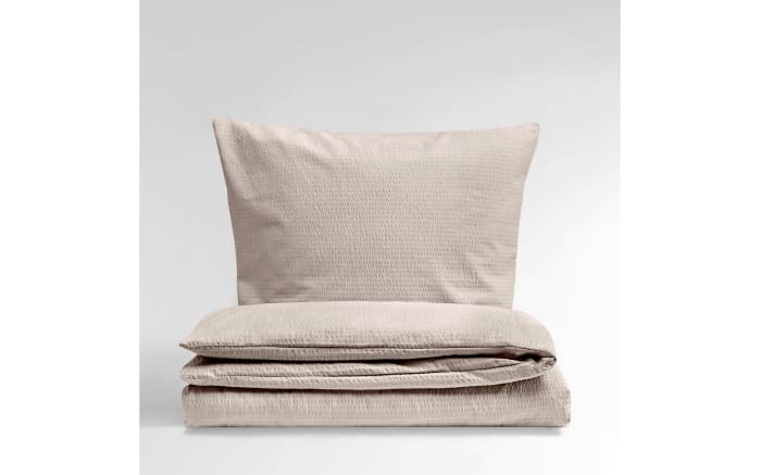 Bettwäsche Mako-Satin Seersucker, beige, 135 x 200 cm-02