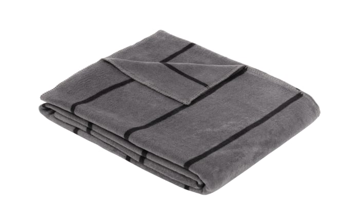 Jacquard Decke, Baumwollmischgewebe, grau/schwarz, 150 cm x 200 cm-01