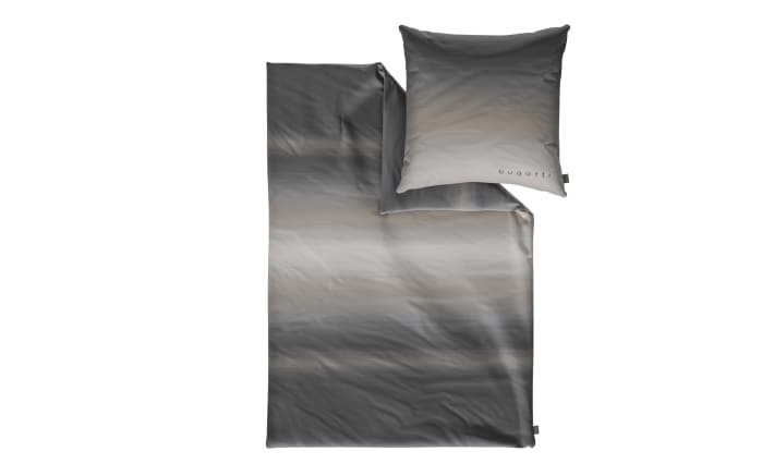Satin Bettwäsche, beige/grau, 135 x 200 cm-01