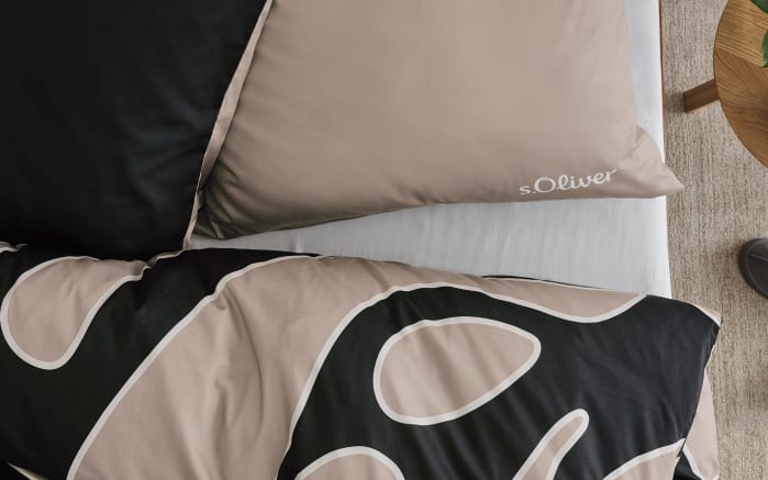 Satin-Bettwäsche s. Oliver, grau/beige, 135 x 200 cm-02