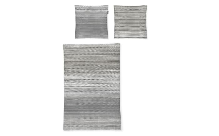 Bettwäsche Mako-Satin Sky, Streifen, grau, 135 x 200 cm-01