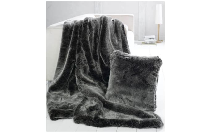 Kissen, Kunstfell, grau, 50 cm-02
