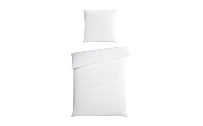 Bettwäsche aus Baumwolle in weiß, 155 x 220 cm-01