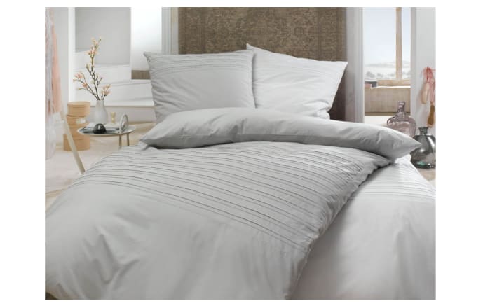 Bettwäsche aus Baumwolle in weiß, 155 x 220 cm-02