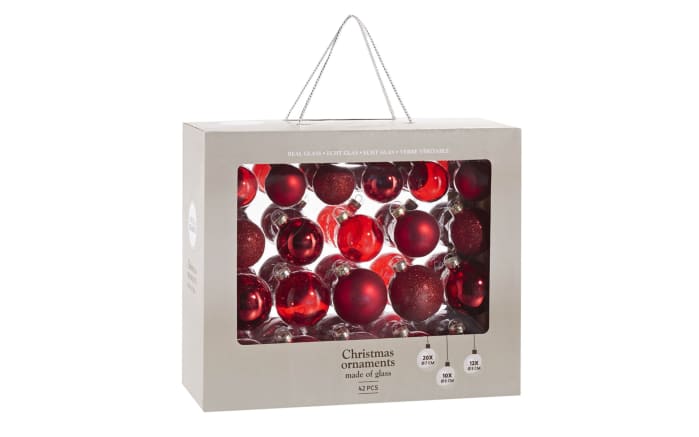 Christbaumkugel-Set, rot, 42-tlg-01