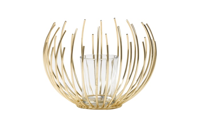 Teelichthalter aus Metall in gold, 12 cm-01