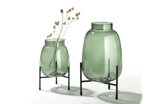 Vase auf Gestell in grün/schwarz, 19 cm-02