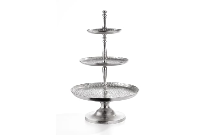 Etagere 3-stöckig in silber, 42 x 80 x 42 cm