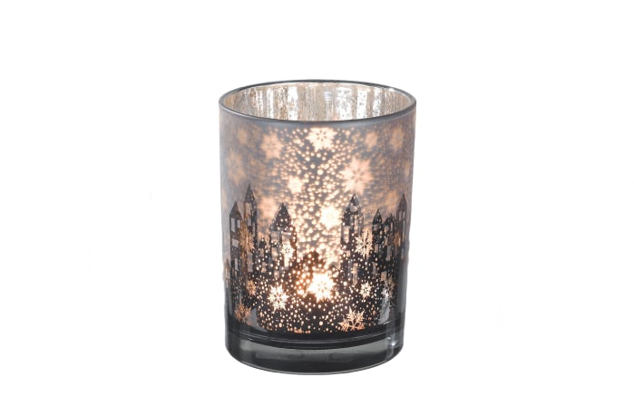 Windlicht aus Glas, grau, 8 cm-01