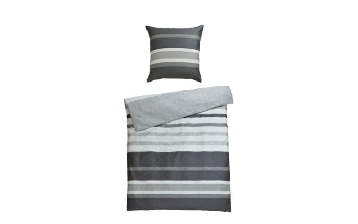 Bettwäsche, schwarz/weiß/grau gestreift, 135 x 200 cm-01
