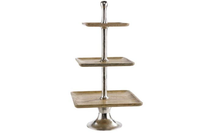 Etagere 3-stöckig in braun/silber, 86,5 cm-01