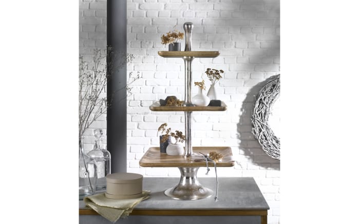 Etagere 3-stöckig in braun/silber, 86,5 cm-02