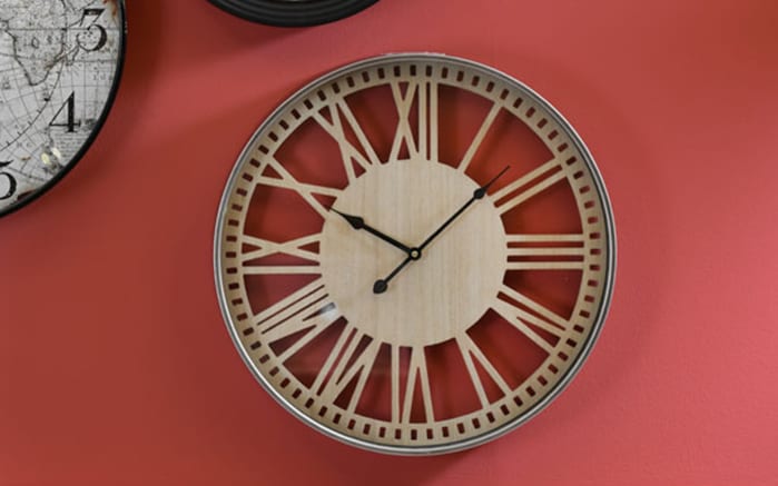 Wanduhr, holz/silber/schwarz, 50 cm-02