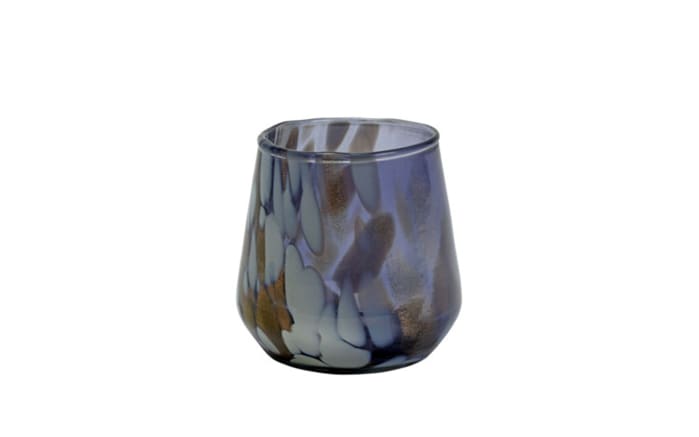 Teelichthalter klein, rauchblau, 7 cm -01