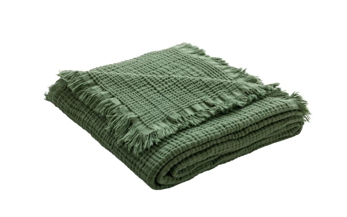 Musselini Decke, waldgrün, 130 x 180 cm-01