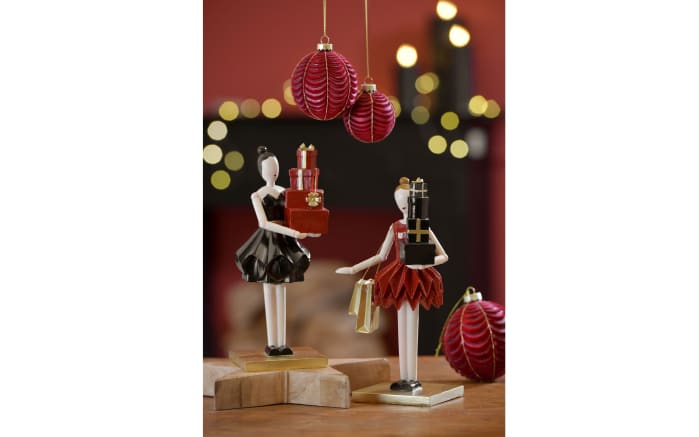 Deko-Figur Frau mit Geschenken, rot/gold, 26 cm-02