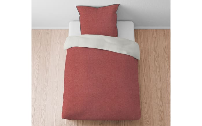 Melange Flanell Bettwäsche, chili, 155 x 220 cm-07