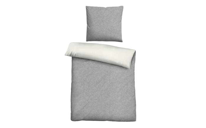 Melange Flanell Bettwäsche, sturmgrau, 155 x 220 cm-01