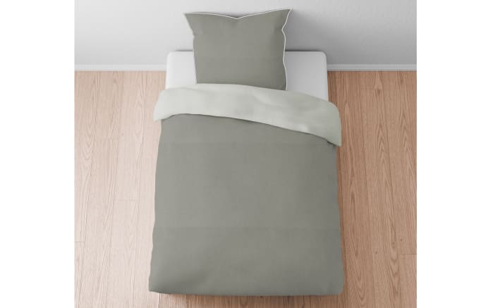 Melange Flanell Bettwäsche, sturmgrau, 155 x 220 cm-07