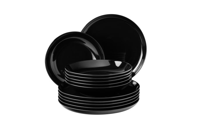 Tafelservice Lido solid black, 12-teilig
