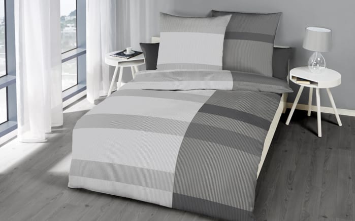 Bettwäsche Satin, grau, 135 x 200 cm-02