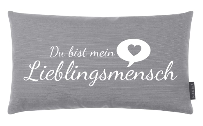 Kissen, Schriftzug Lieblingsmensch, grau, 30 x 50 cm