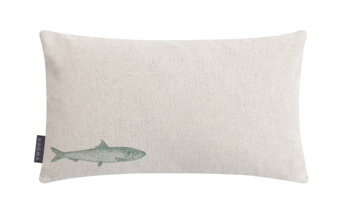 Kissenhülle Fisch, grau/grün, 50 x 30 cm-02