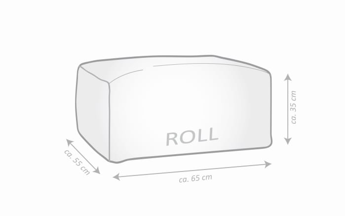 Sitzhocker Roll Korfu, taupe, 65 x 35 x 55 cm-02