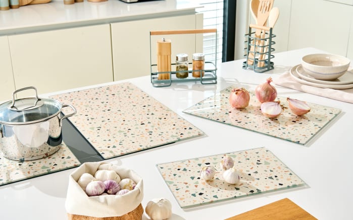 Herdabdeckplatten-Set Terrazzo, bunt, 30 x 52 cm-05
