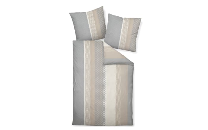 Bettwäsche Palermo Mako-Satin, sand/silber, 135 x 200 cm-01