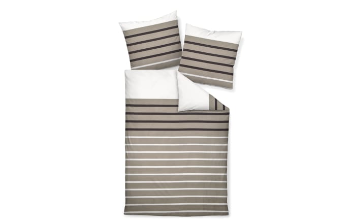 Mako-Satin Bettwäsche J. D., taupe/braun, 135 x 200 cm-01