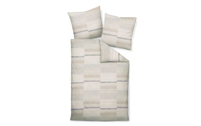 Mako-Soft-Seersucker Bettwäsche Tango, naturell, 155 x 220 cm-01
