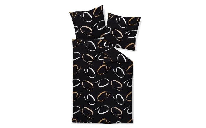 Mako-Satin Bettwäsche J. D., schwarz/beige/weiß, 155 x 220 cm-01