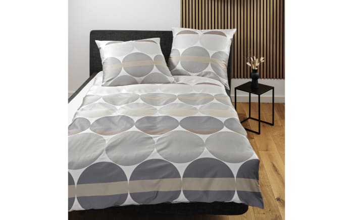 Mako-Satin Bettwäsche J. D., grau/sand, 155 x 220 cm-02