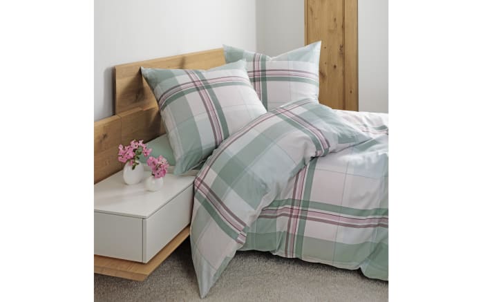 Mako-Satin Bettwäsche moments, grün/rosa, 155 x 220 cm-02