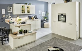 Einbauküche Perfect brillant, creme magnolie Hochglanz, inkl. Siemens Elektrogeräte