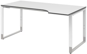 Schreibtisch Objekt Plus, weiß matt, rechts, Füße, weiß/alu