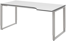 Schreibtisch Objekt Plus, weiß matt, rechts, Füße alufarben, ca. 180 cm